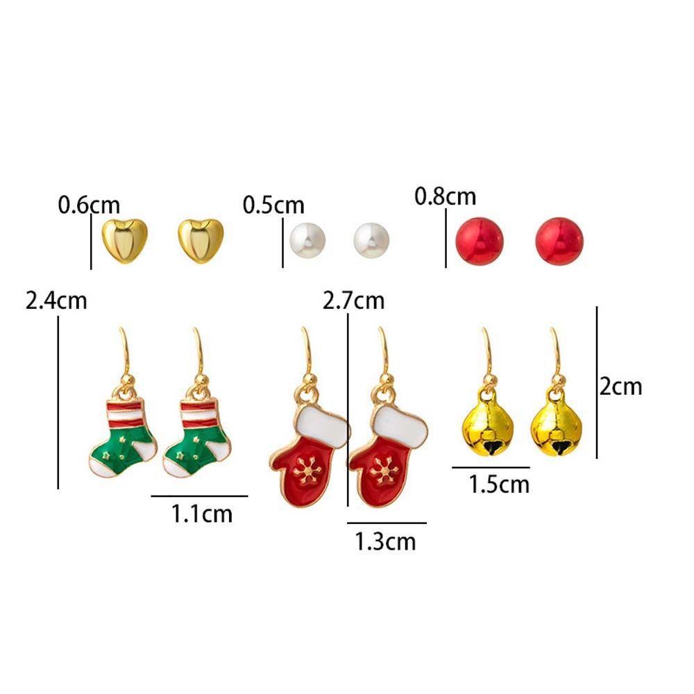 NEEDWAY Needway Anting Natal Xmas Pohon Lonceng Aksesoris Perhiasan Drop Earrings Mutiara Ear Studs