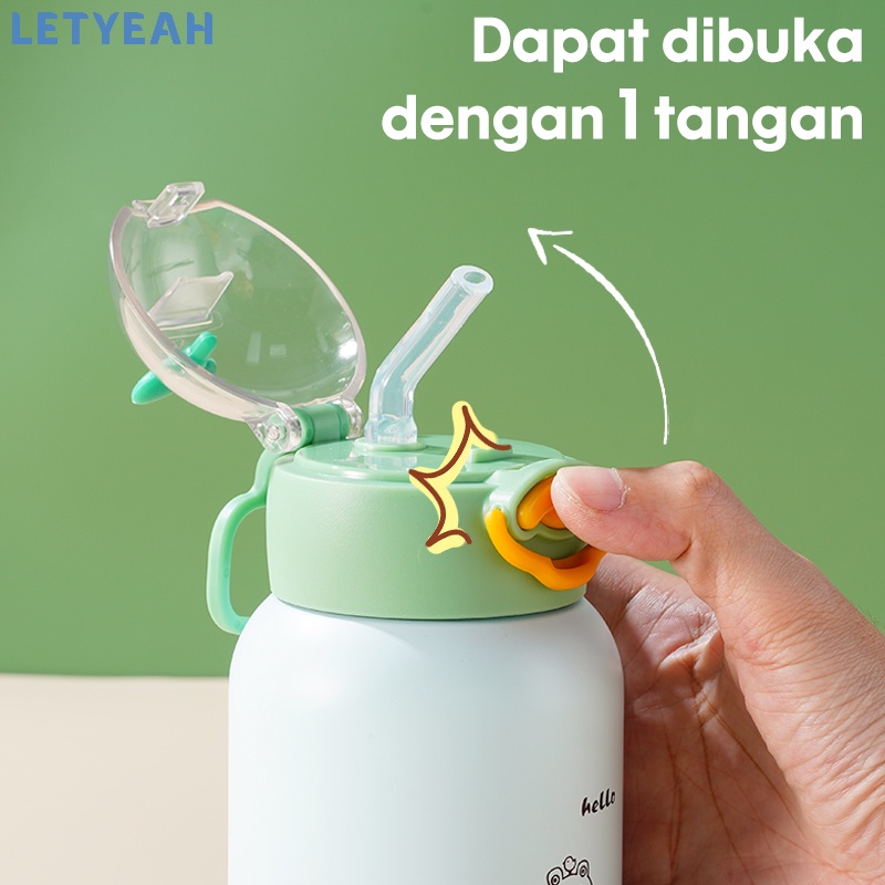 letyeah Botol air minum anak sedotan 350ml portable/Botol termos anak stainless 304