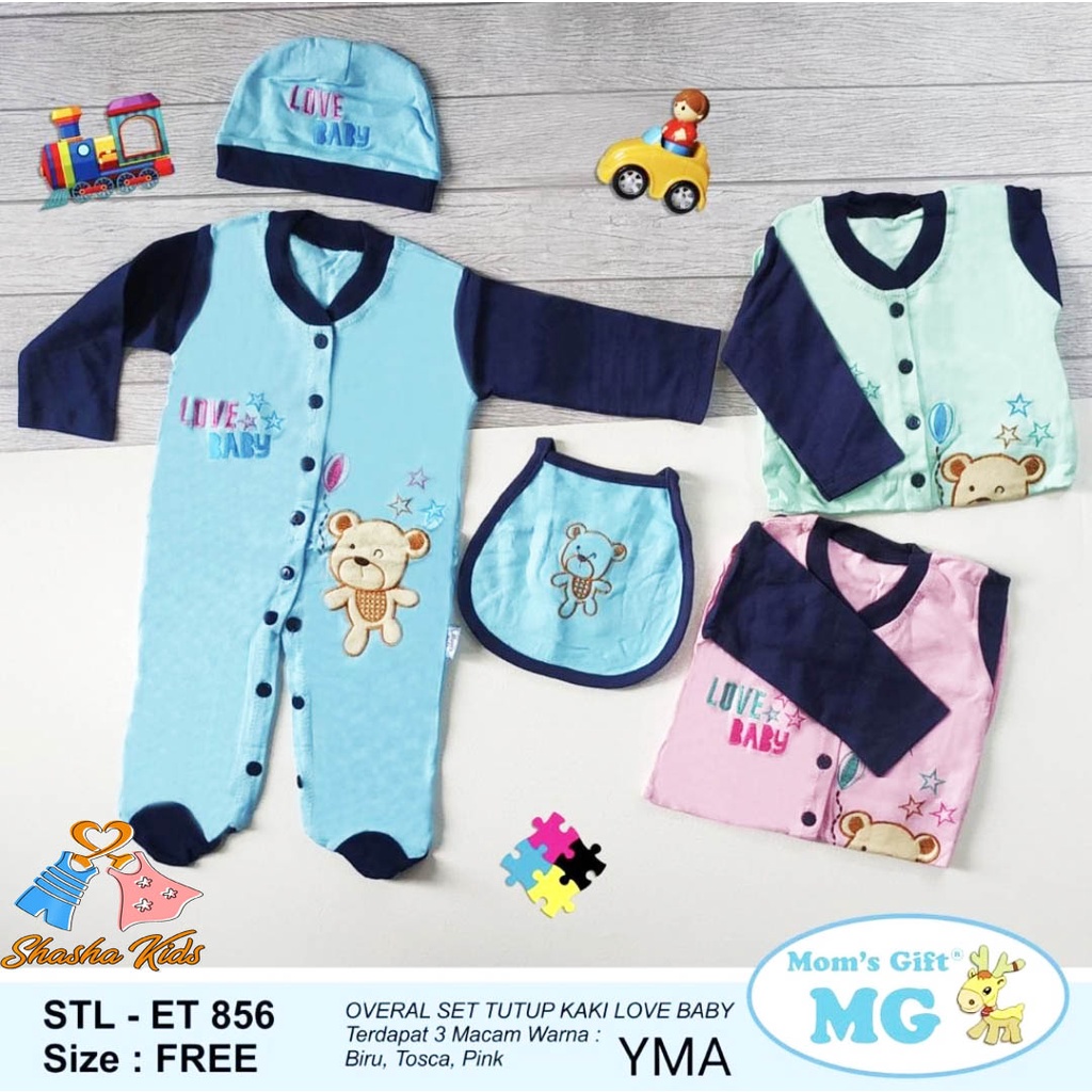 [MG-06] Baju Bayi / jumper Bayi  Mom's Gift motif  0-6 bln + Topi + celemek makan bayi