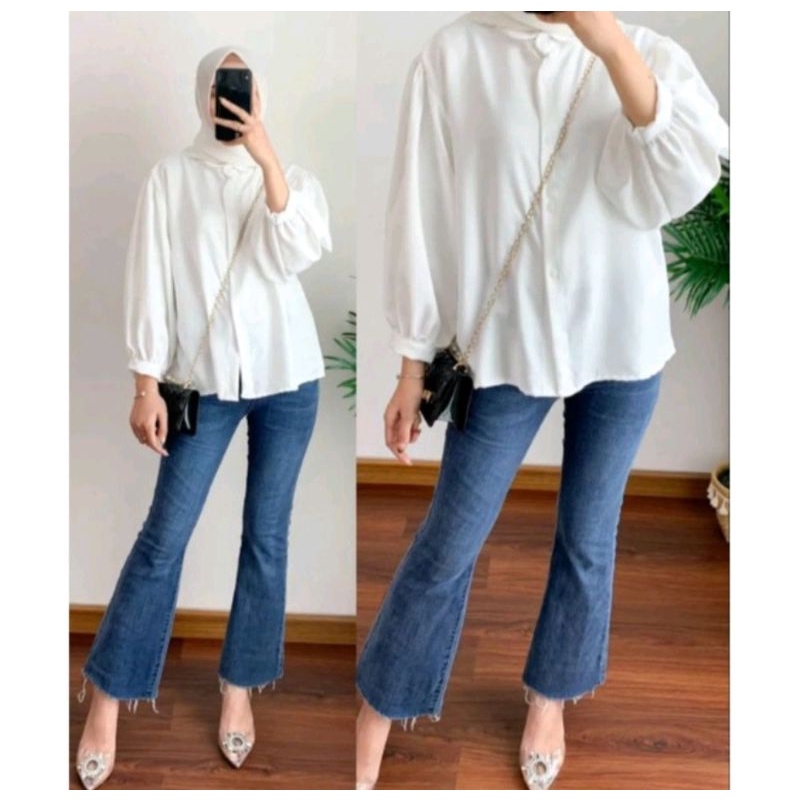 ELZE BLOUSE ATASAN WANITA OVERSIZE KEMEJA POLOS SYAKILA