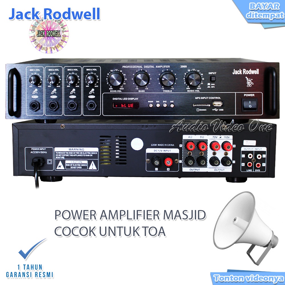 Amplifier Toa Masjid Power Ampli Mushola Suara Jernih Jack Rodwell 2060 4 Chanel Mic Asli