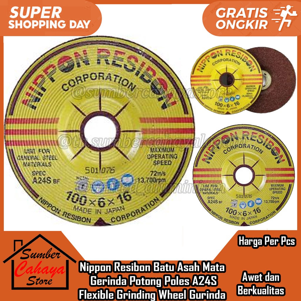 Batu Gerinda Poles Nippon Resibon 4"x6 Asah Mata Gurinda Corporation Grinda Grenda Gerenda Kikis Gos