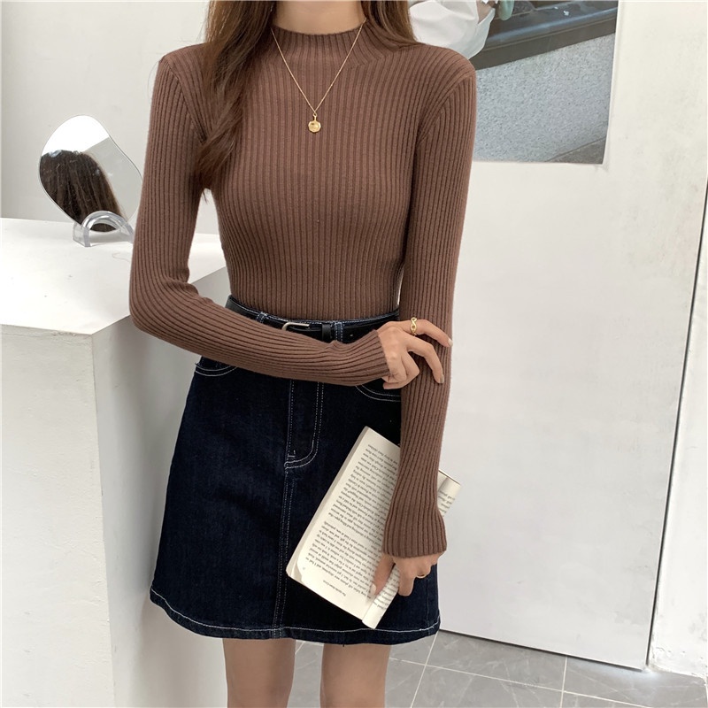 XIAOZHAINV Sweater Knit Wanita Korean Style Lengan Panjang 8A42