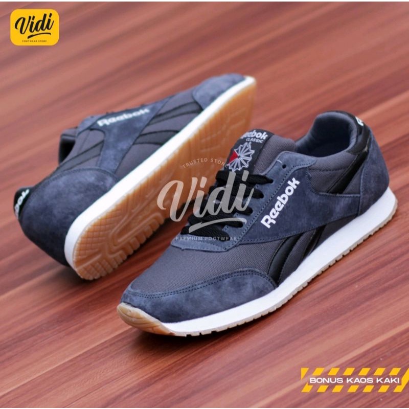 DISC 40% SEPATU RIBOOK CLASSIC NAVY VINTAGE SNEAKERS IMPORT KASUAL SHOES ULTRASS LONDON PRIDE