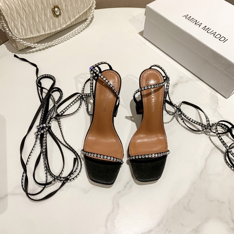 Amina muaddi sandal heels gladiator tali diamond