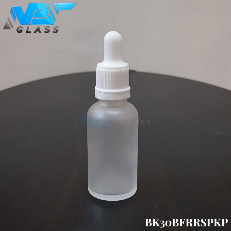botol pipet kaca 30ml frosted doff bening - ring segel putih