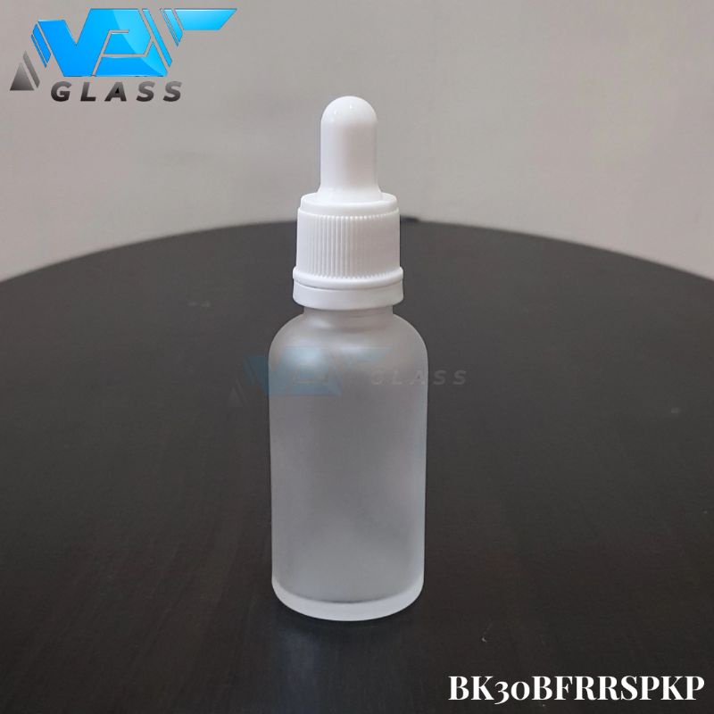 botol pipet kaca 30ml frosted doff bening - ring segel putih