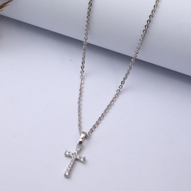 Kalung Salib Silver Perhiasan Xuping Anti Karat KD 10120