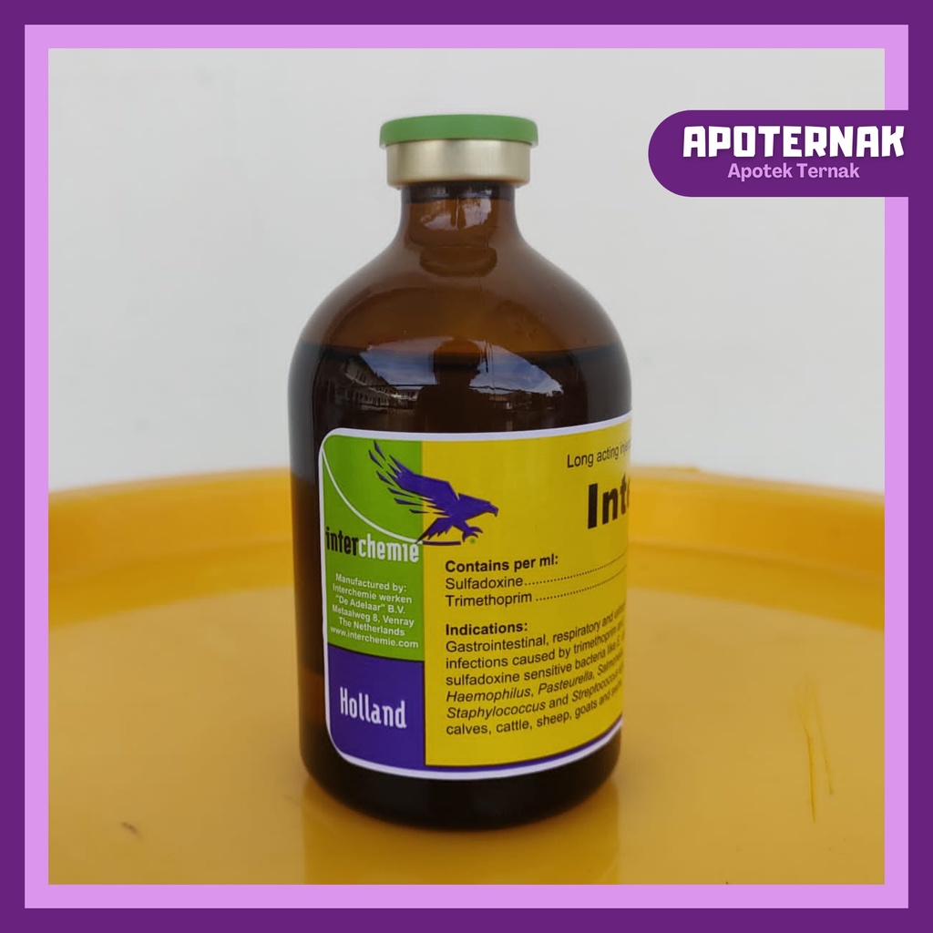 INTERTRIM LA 100 ml | Obat Infeksi Saluran Pencernaan Pernafasan dan Pekencingan Sapi Kambing Anjing Kucing Babi Ayam | Intertrim Long Acting | Apoternak