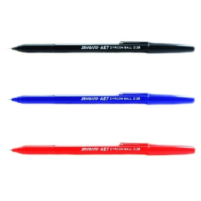 Pulpen Standard AE7 05 Hitam Biru Merah - 1 Lusin / 12 Pcs