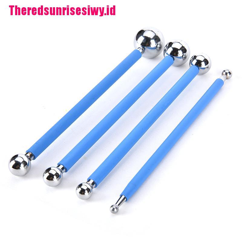 4pcs Cetakan Kue Bentuk Bola Bahan Stainless Steel Untuk Dekorasi