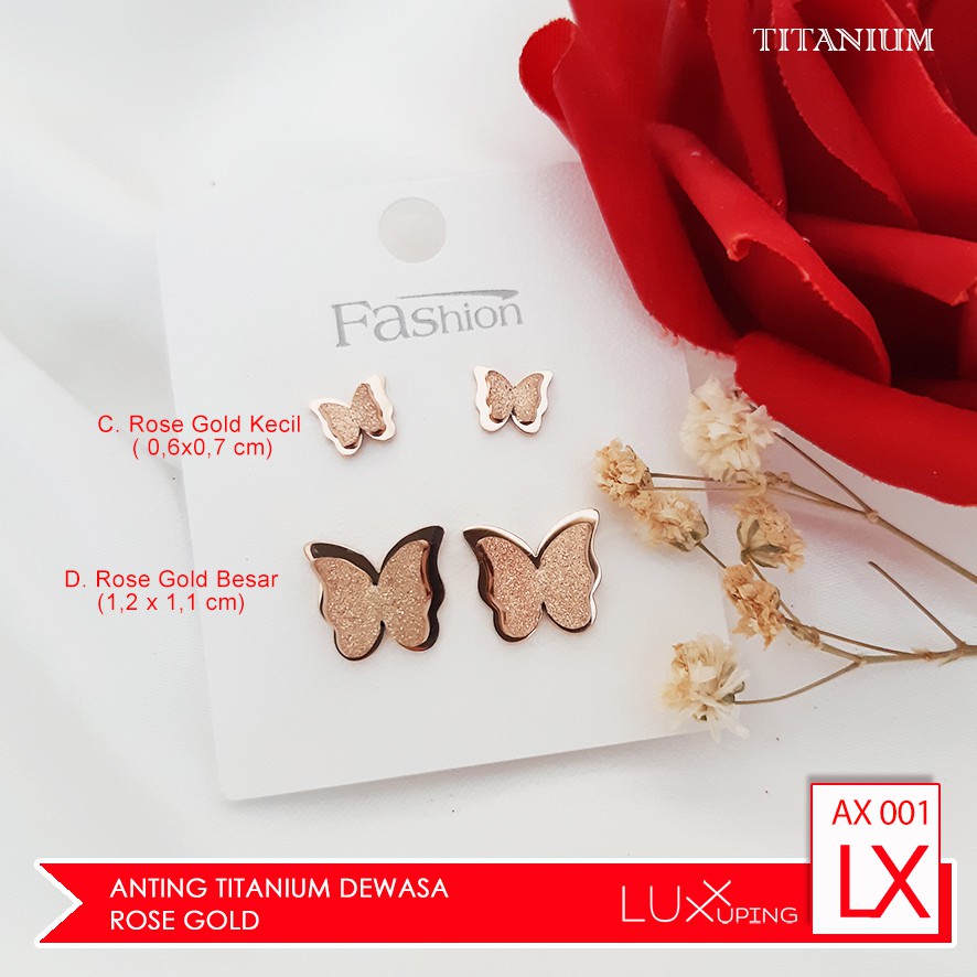 AX 001 Anting Titanium Kupu Kupu Anti Karat Perhiasan Stainless Steel Murah Berlian Anting Tusuk Kupu Rose Gold Anting Gold Giwang Emas Imitasi Anting Anti Karat Selamanya Anting Mewah Luxx Xuping