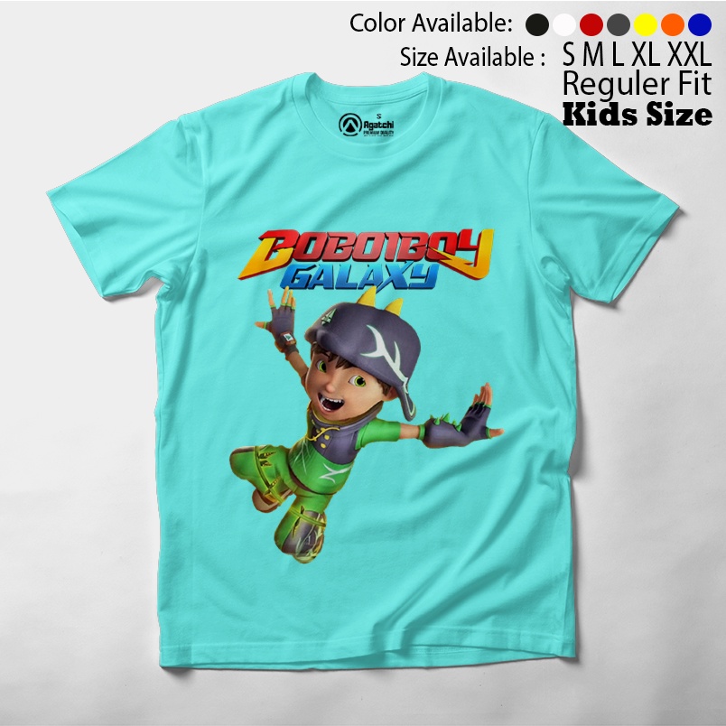 Baju Kaos Atasan Anak Laki - Laki BoboiBoy Galaxy Kuasa 7 Blaze Api Duri Es Gempa Halilintar Solar Topan