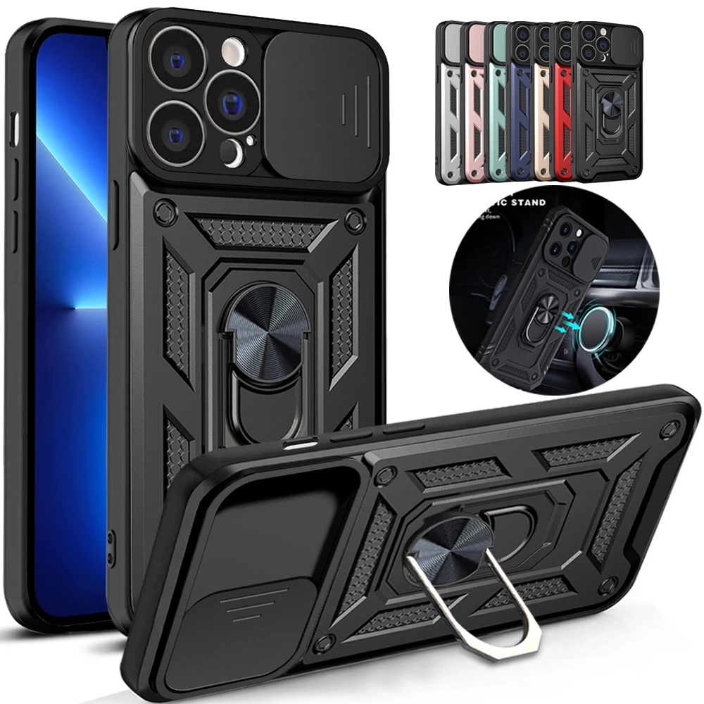 Case Pelindung Kamera Magnetik Shockproof Untuk iPhone 7 8 Plus SE 2020 13 12 11 Pro XS Max X XR