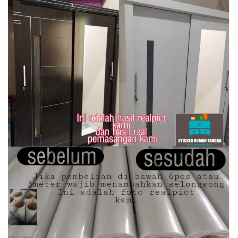 Sticker lemari meja kulkas kitchenset bahan glossy dan doff Waterproof tahan panas bahan premium