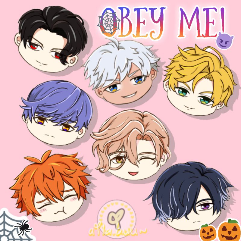Obey me Keychain Anime Ganci Gantungan Kunci Akrilik Lucifer Mammon Satan Leviathan Asmodeus