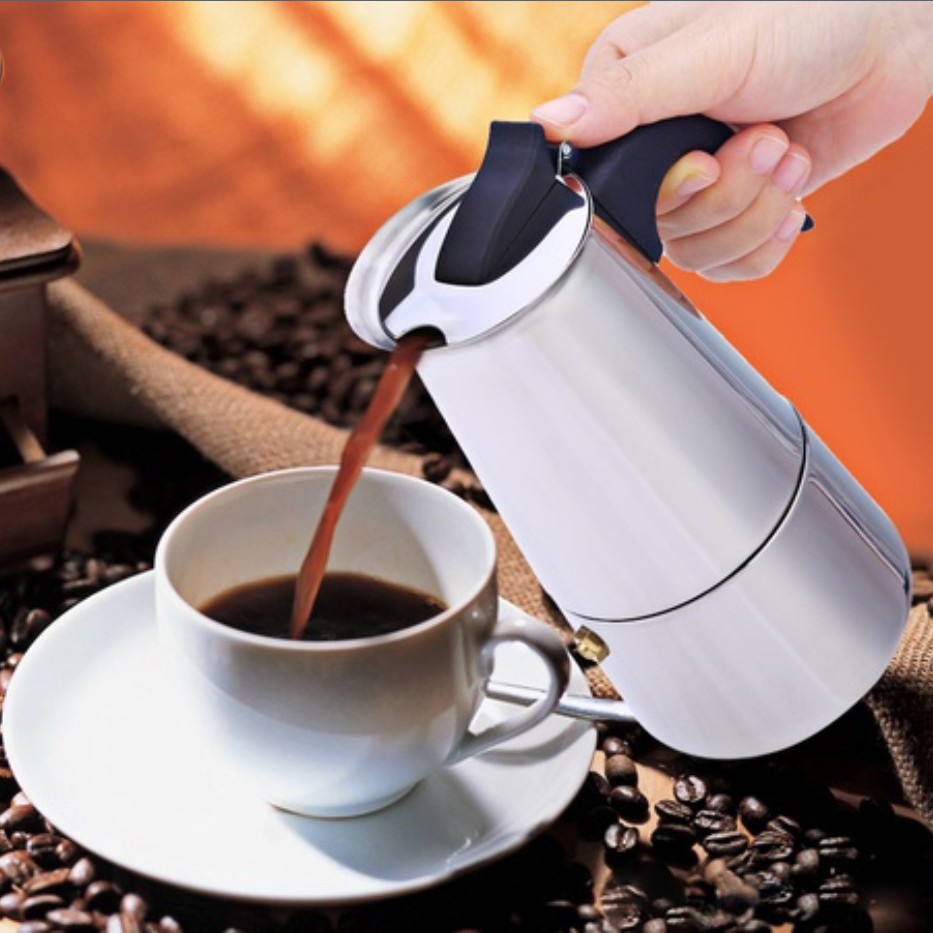 MOKA POT STAINLESS STEEL - COFFEE ESPRESSO MAKER MOKAPOT