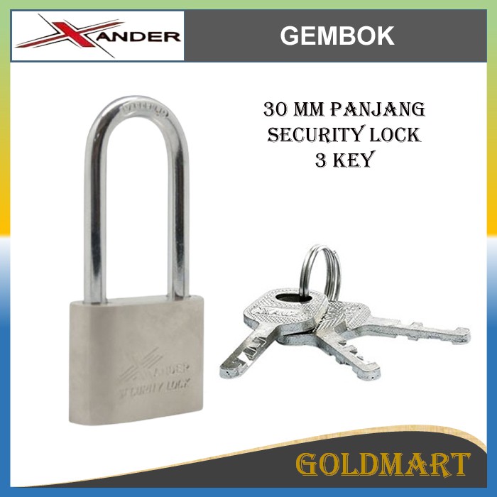 Gembok 30mm Panjang - Xander Security Lock 3 Key