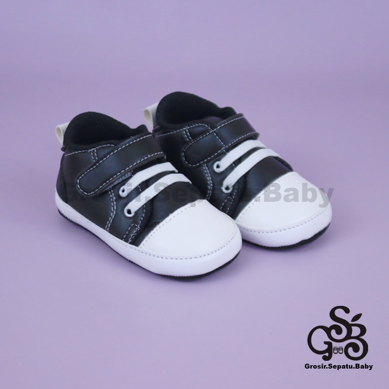 Prewalker - Sepatu Bayi - Baby Shoes | 2-12 bulan | casual luxury hitam polos ringan &amp; fleksibel