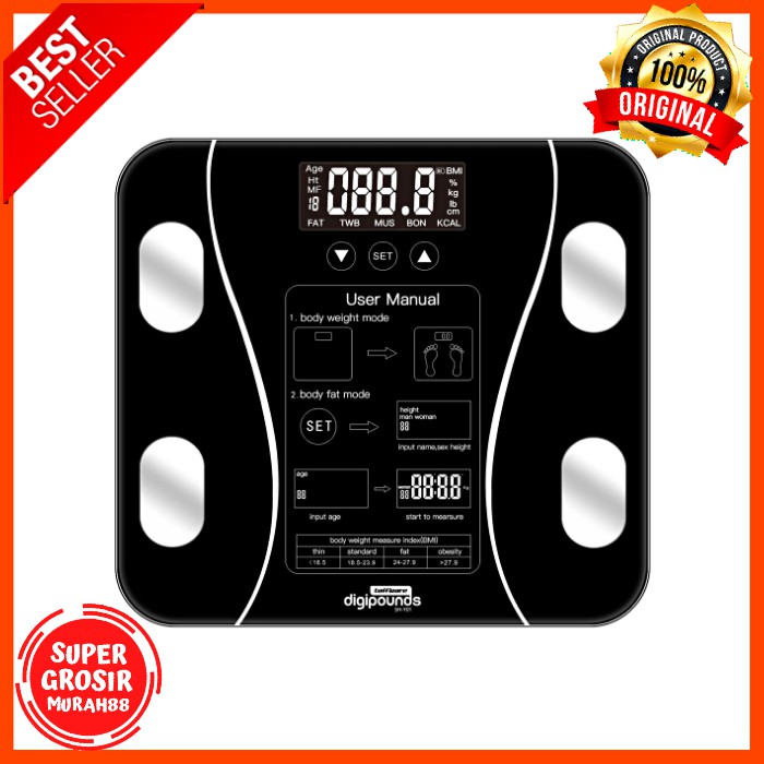Timbangan Digital Badan Taffware Digipounds Health Scale 180KG Hitam