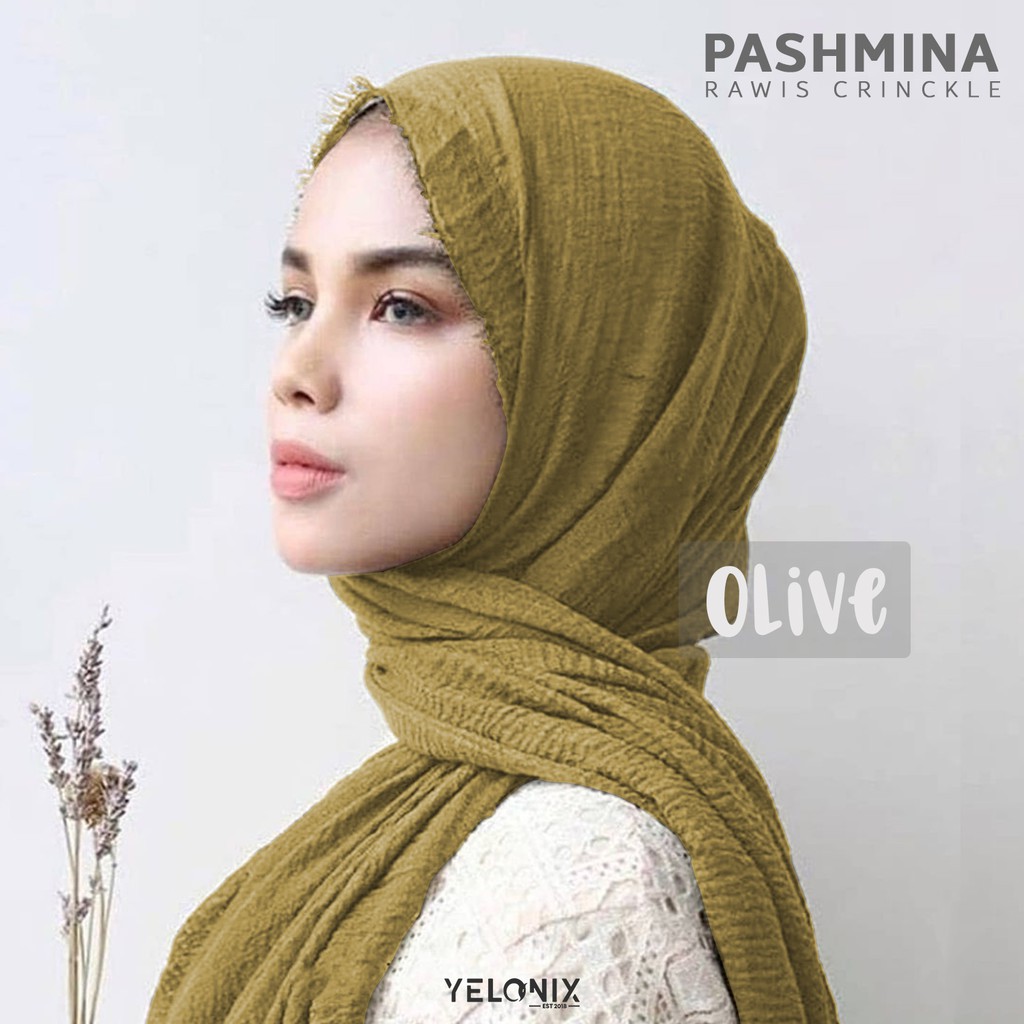 Pashmina Rawis Hijab Crinkle Arabic Kerudung turki malaysia Negro Shawl - Yelonix