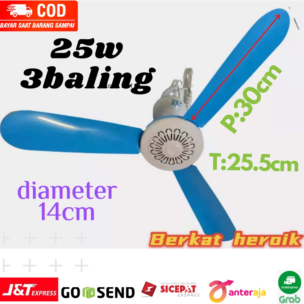 Kipas  Angin  Gantung  3 Baling  25w/HELIFAN