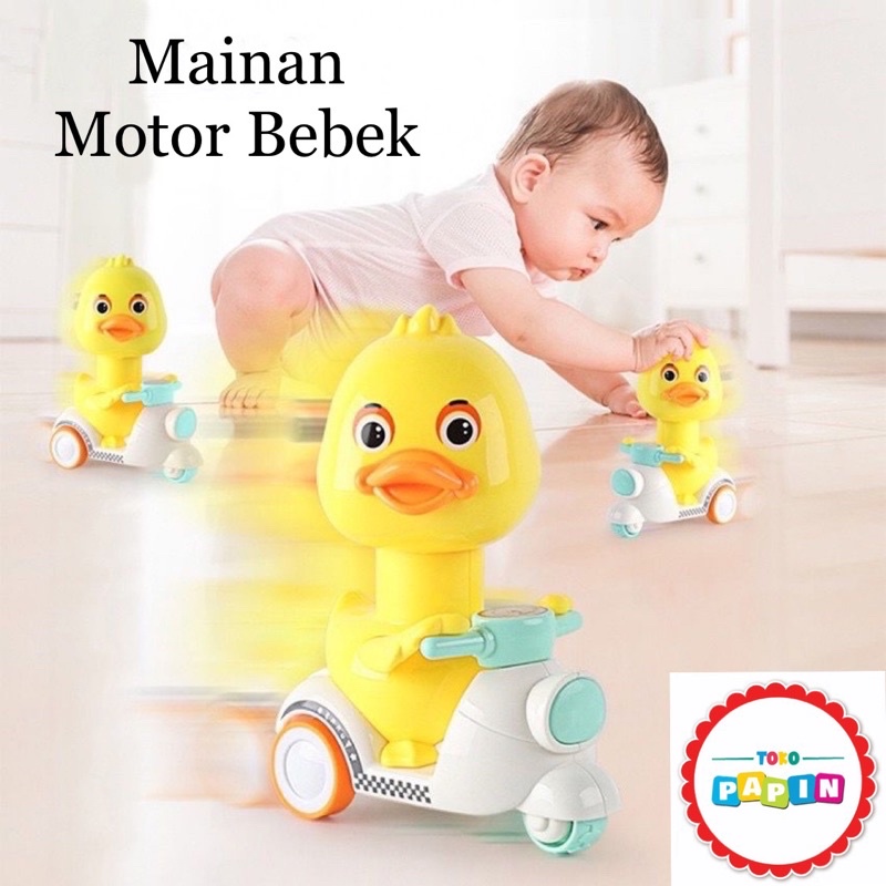 TokoPapin Mainan Edukasi Anak Bayi Mainan Motor Bebek Putar Berjalan Tanpa Baterai Sepeda Mainan Lucu anak laki laki perempuan