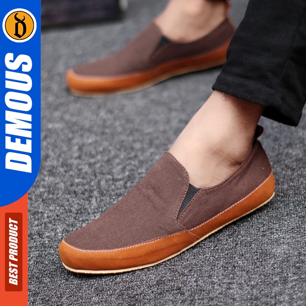 DEMOUS Hanza - Sepatu Slip On Casual Slop Pria Kanvas