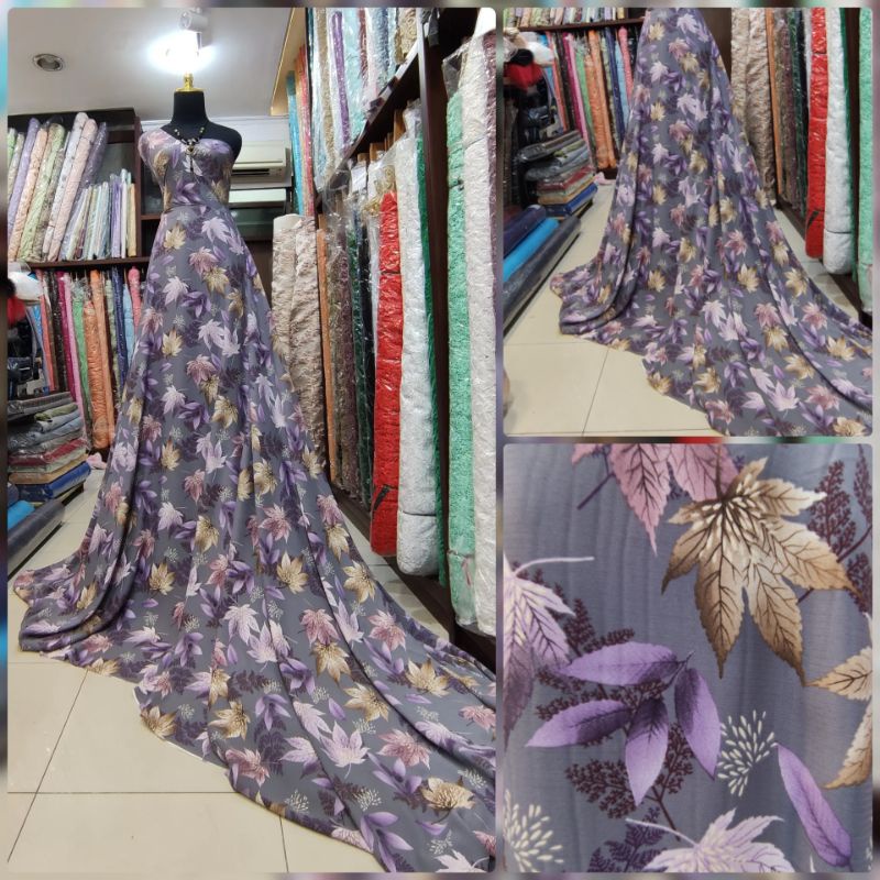 New motif kain Silky Color Leaf Daun