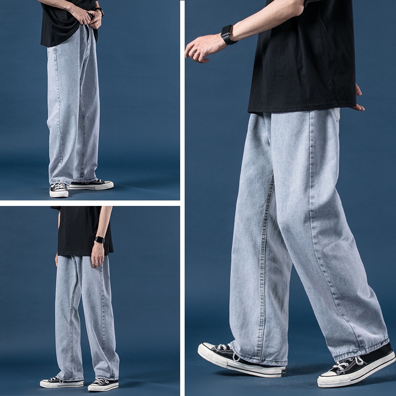 Celana jeans pria celana kulot pria Celana korean style pria straight pants celana gombrang pria jeans biru muda jeans oversize pria celana panjang