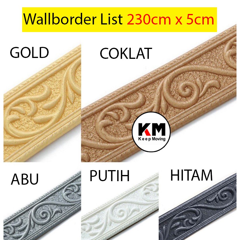 KM Wall Border List Wallpaper Wallborder Foam 3D-GOLD 230cm x 5cm