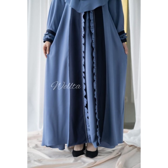 SET GAMIS SYARI SHADIQAH ORI BRAND WELTA WARNA  STONE NAVY