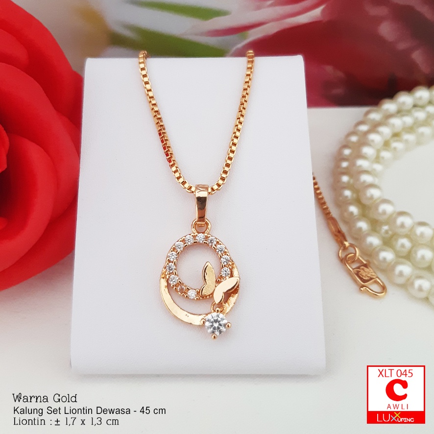 XLT 045  Kalung Set Liontin Mata Sirkon Perhiasan Set Lapis Emas 18K Aksesoris Xuping Awet Tidak mudah Luntur Merk Yaxiya Luxx