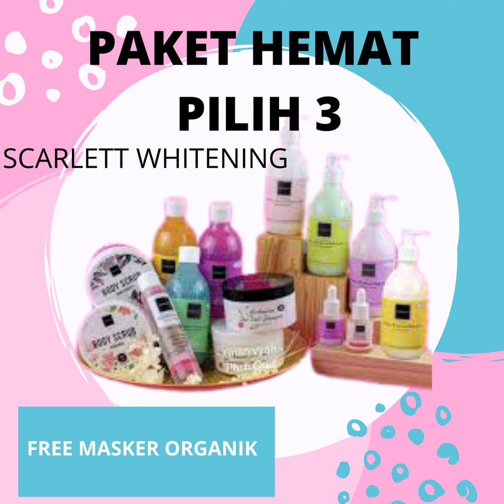 Scarlett Whitening Paket Hemat isi 3 Pemutih Wajah & Badan Original - Official Store