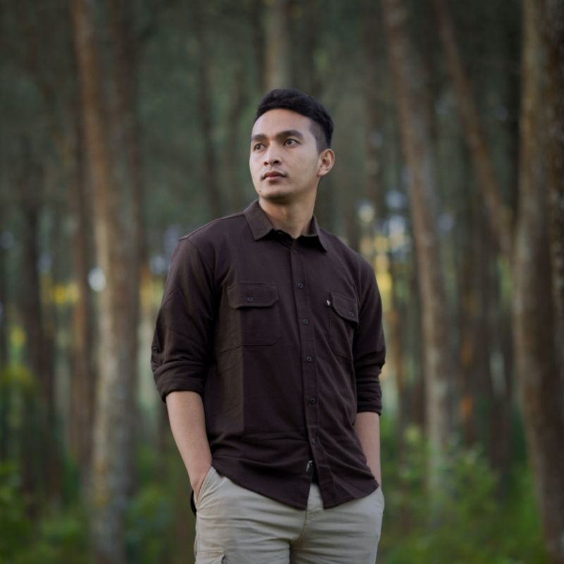 LIMITED KEMEJA POLOS COKELAT TUA BASIC VUXOR ADVENTURE SERIES - DARK BROWN