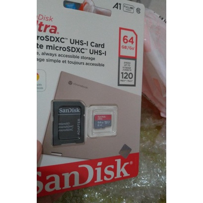 Memory Card 64 GB Chromebook  Sandisk Ultra Micro SDXC 120Mbps Class 10 UHS-I A1