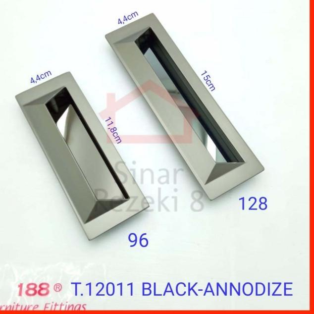Tarikan Tanam Hitam Handle Geser Pintu Lemari Minimalis Sliding Geser 12011 Black Gold Emas