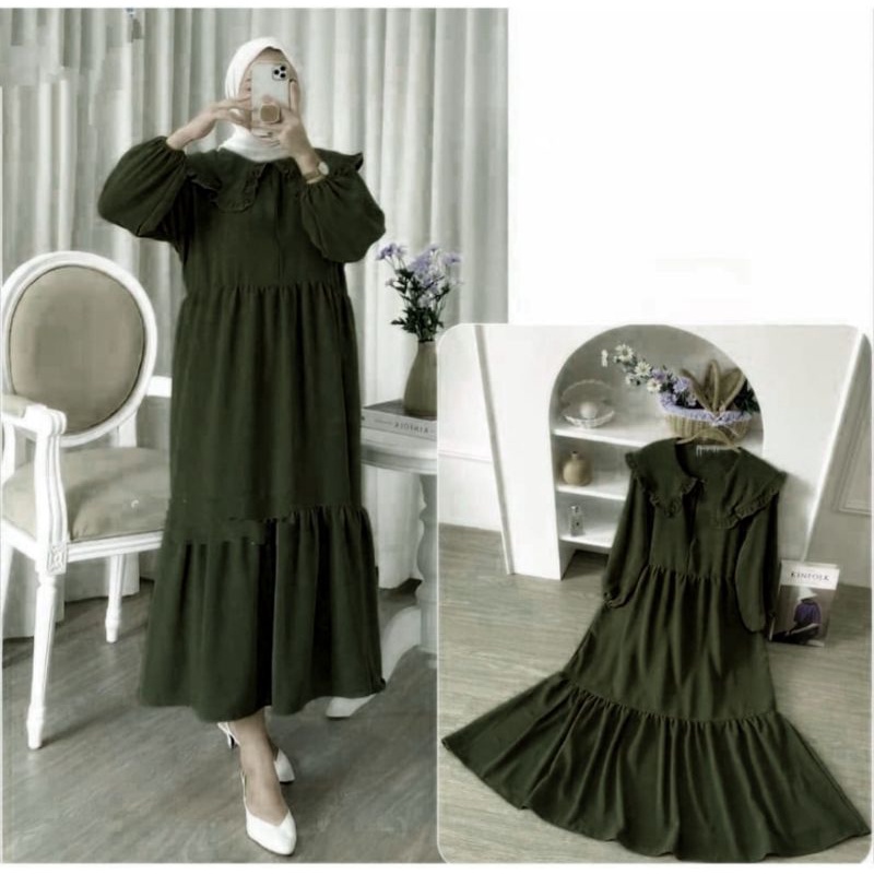 Tq88indonesia Baju Muslim Wanita Terbaru /  MASHITA DRESS  MIDI RUBI /  Dres / Ootd Kekinian