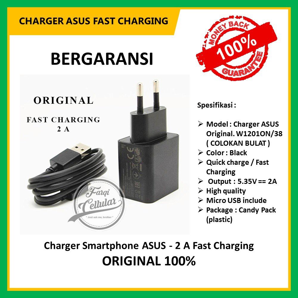 Charger Smartphone Hp Asus Zenfon - 2 A Fast Charging - Original & Bergaransi m