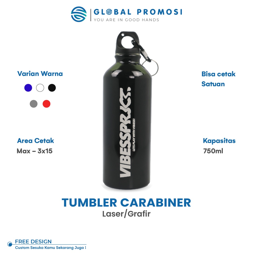 Custom Tumbler Sport/Sepeda Event/Souvenir Run Bottle Carabiner 750ml Laser Grafir Nama Logo Karakter