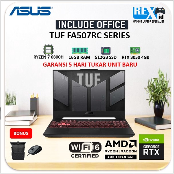 ASUS TUF FA507RC RYZEN 7 6800H  RTX3050 4GB 16GB RAM