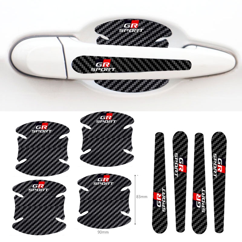 4 / 8Pcs Stiker Film Pelindung Handle Bahan Carbon Fiber Untuk Toyota GR Gazoo Racing Car Bowl