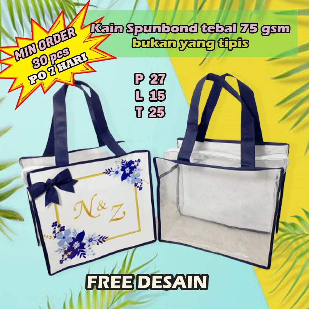 Tas Goodie Bag Pernikahan Mika wedding Custom Nama pita
