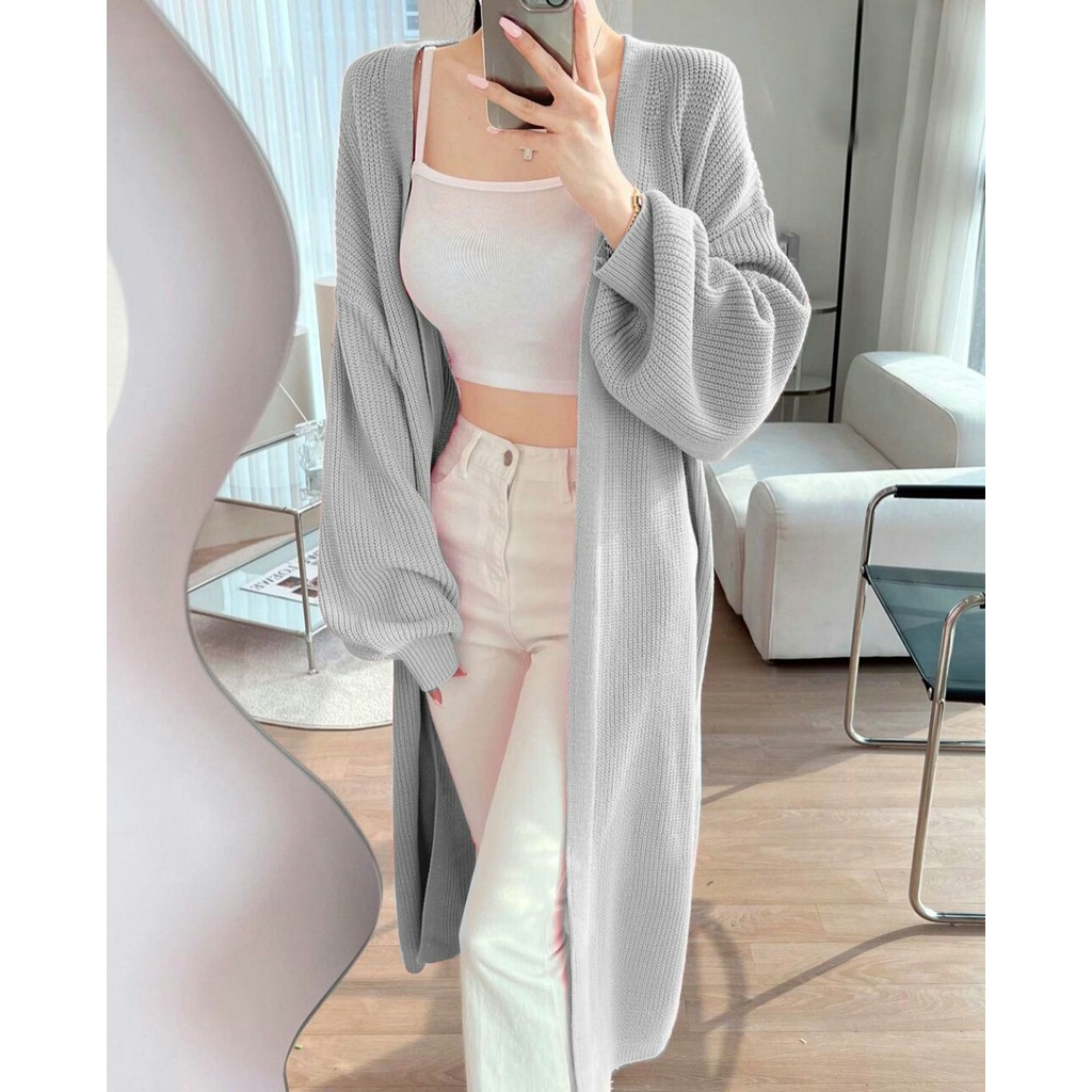 Long Cardi Sicca - Cardigan Rajut Perempuan - Cardi Muslimah - Casual Cardigan Terbaru - Pakaian Wanita