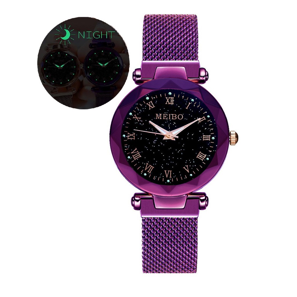 Jam Tangan Magnet Mesh Wanita Mewah  GLOW in Dark Magnet Mesh Korea Fashion Womens Watches Lady