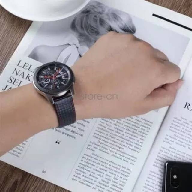 Strap LEATHER CARBON Kulit Samsung Galaxy watch 46mm 45mm GEAR S3 amazfit GTR 47MM stratos PaceHUAWEI WATCH GT 2 3 46mm 22mm