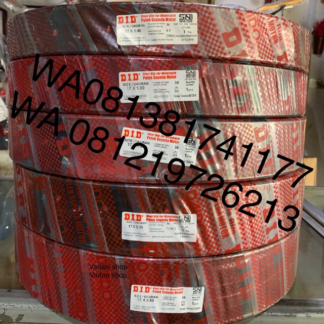 VELG DID HITAM RING 17 UKURAN 185 DAN 250 SEPASANG