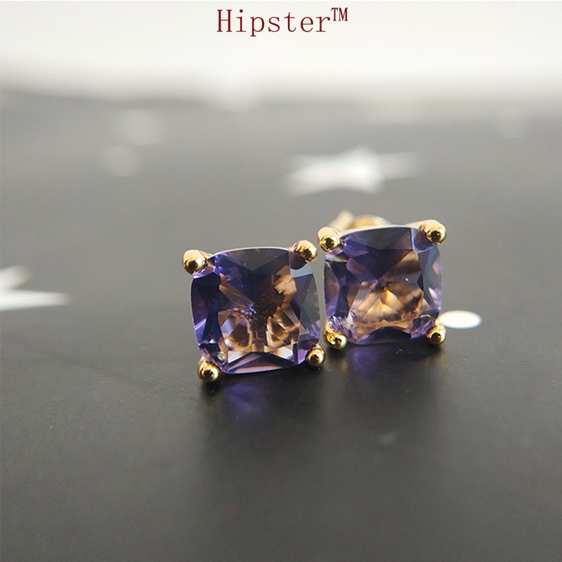 Popular Amethyst Simple Temperament Trendy Stylish Earrings