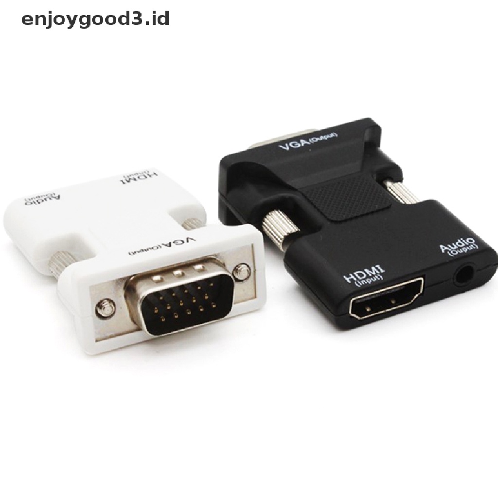 Konverter Hdmi Female Ke Vga Male Dengan Adapter Audio Support Sinyal 1080p