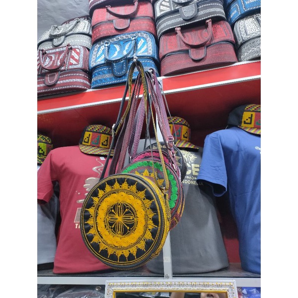 Tas selempang bulat mini khas Aceh | tas selempang cewek full bordir